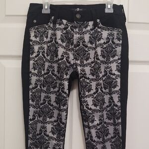 7 For All Mankind Black and White Patterned Stretch Jeans